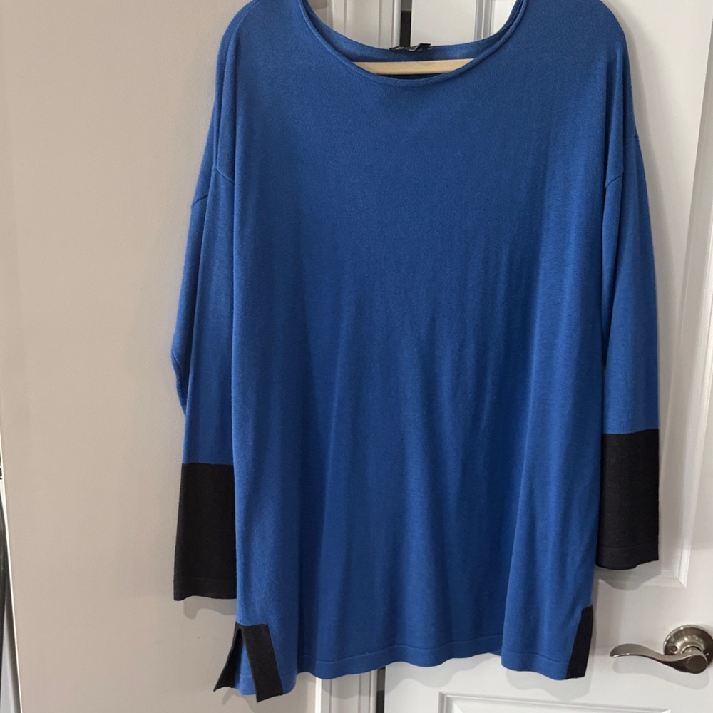Eileen fisher boat neck tunic trimmed in black